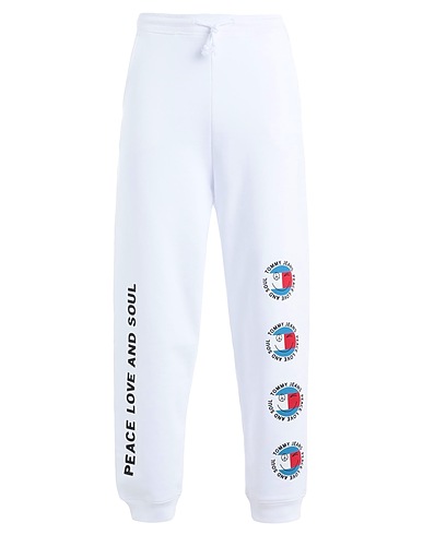 TOMMY JEANS Casual trouser TJW PEACE SMILEY BAG
 White 100% Cotton