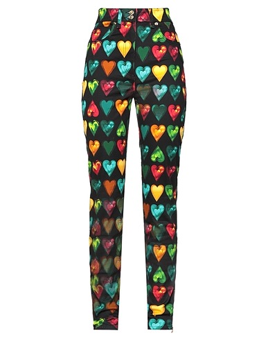 VERSACE Casual trouser Black 95% Cotton, 5% Elastane, Calfskin