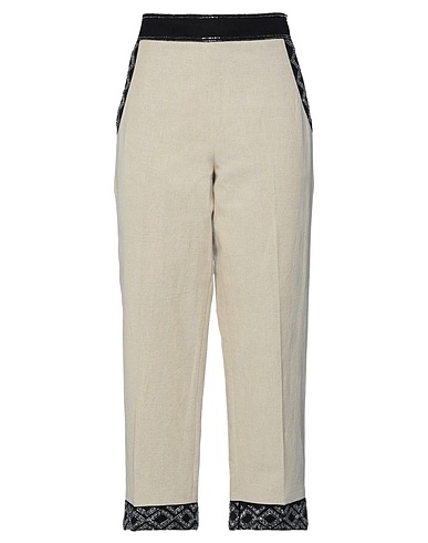 TWINSET Casual trouser Beige 52% Linen, 43% Cotton, 5% Metallic fiber, Polyester