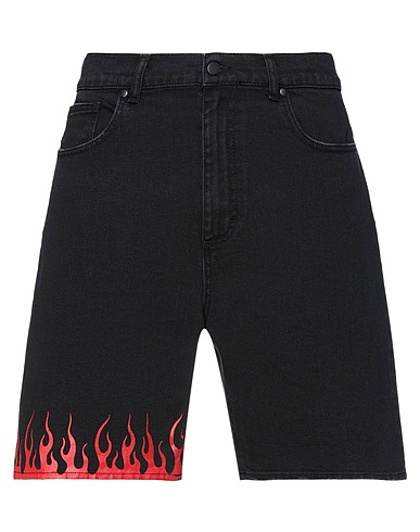 VISION OF SUPER Denim shorts Black 97% Cotton, 3% Elastane