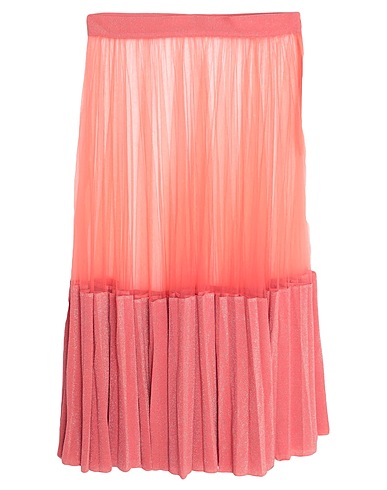 ELISABETTA FRANCHI Midi skirt Salmon pink 100% Polyamide, Viscose, Polyester, Elastane