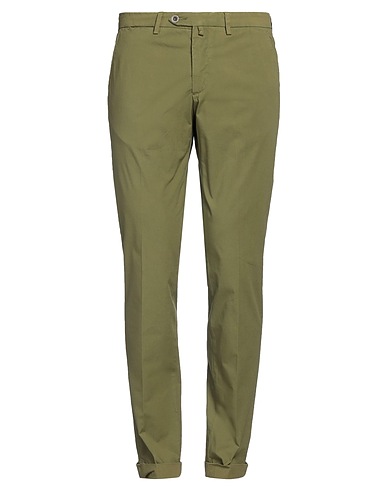 B SETTECENTO Casual trouser Military green 96% Cotton, 4% Elastane