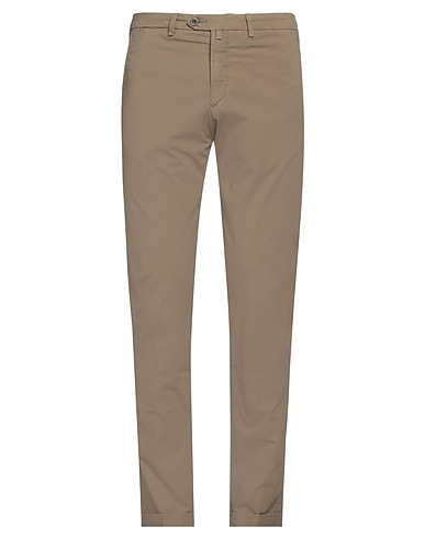 B SETTECENTO Casual pants Khaki 96% Cotton, 4% Elastane