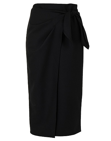 8 by YOOX Midi skirt KNOT-WRAP MIDI SKIRT
 Black 83% Polyester, 14% Viscose, 3% Elastane