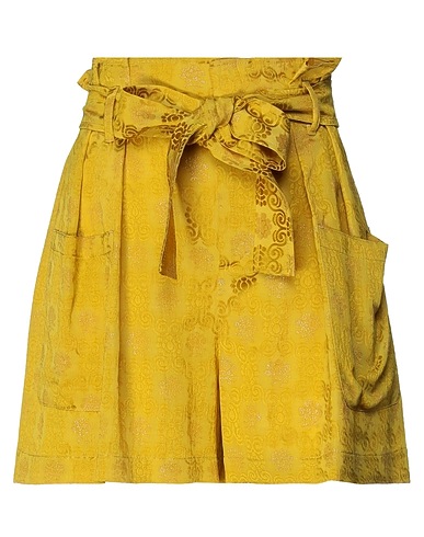 REDValentino Shorts & Bermuda Yellow 90% Viscose, 6% Metallic fiber, 4% Elastane