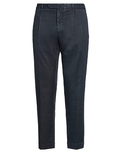 SANTANIELLO Casual trouser Midnight blue 65% Linen, 34% Cotton, 1% Elastane