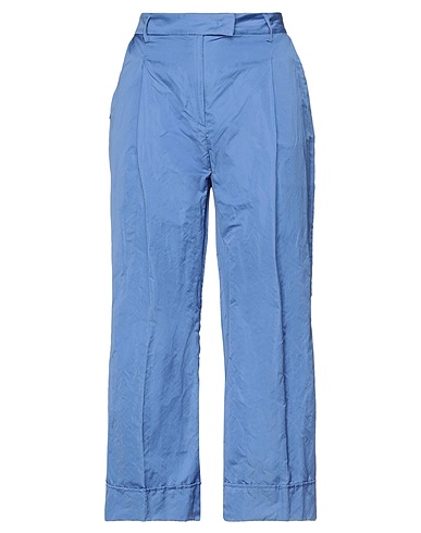 MANILA GRACE Casual trouser Pastel blue 93% Polyester, 7% Metallic fiber