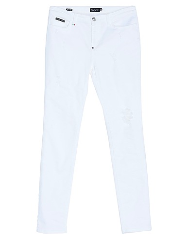 PHILIPP PLEIN Casual trouser White 98% Cotton, 2% Elastane
