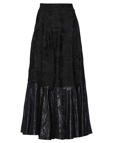 SEMICOUTURE Maxi Skirts Black 100% Linen, Cotton, Silk, Polyamide