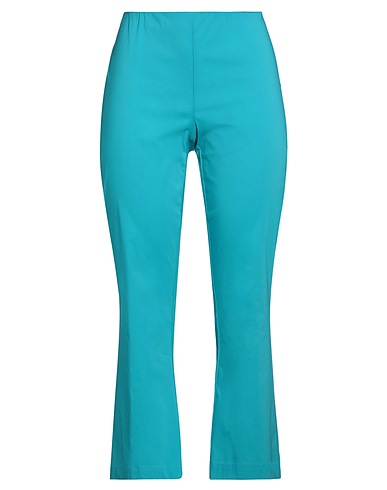 LIVIANA CONTI Casual trouser Turquoise 68% Cotton, 28% Polyamide, 4% Elastane