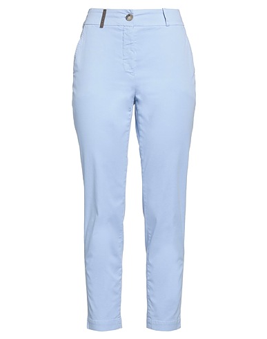 PESERICO Pantalone Celeste 98% Cotone, 2% Elastan, Pelle