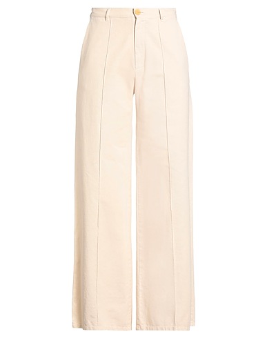 FORTE_FORTE Casual pants Cream 100% Cotton