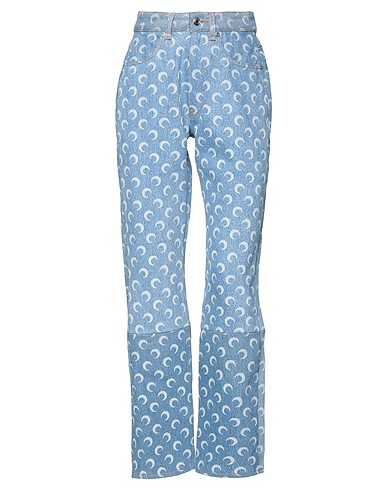 MARINE SERRE Denim trousers Blue 100% Recycled cotton