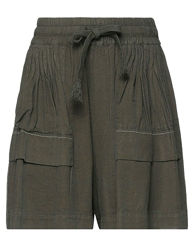 HIGH Shorts & Bermuda Dark green 55% Linen, 45% Rayon