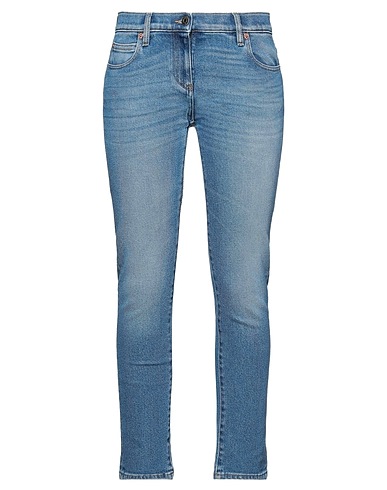 VALENTINO GARAVANI Denim trousers Blue 99% Cotton, 1% Elastane, Calfskin