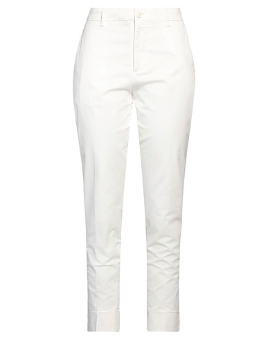 (+) PEOPLE Pantalone Bianco 97% Cotone, 3% Elastan