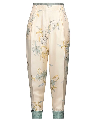 FORTE_FORTE Casual trouser Ivory 100% Silk, Viscose, Polyester