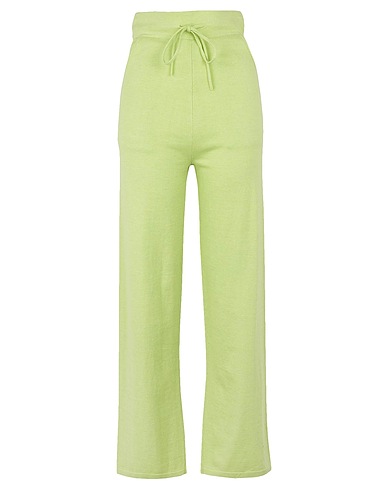 8 by YOOX Casual trouser KNIT WIDE LEG PANTS Light green 80% Cotton, 20% Wool
