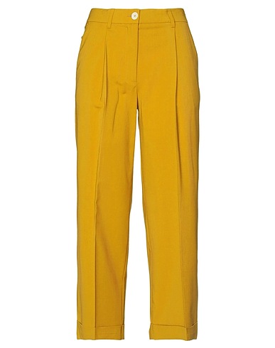 MOMONÍ Pantalone Giallo ocra 64% Viscosa, 34% Lana Vergine, 2% Elastan