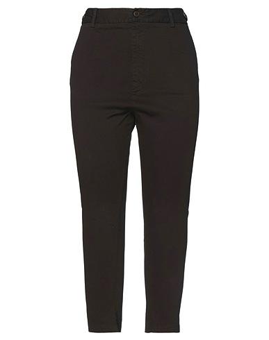 VIRNA DRÒ Casual trouser Dark brown 97% Cotton, 3% Elastane