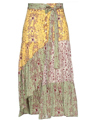 SANDRO Midi skirt Yellow 72% Viscose, 28% Linen