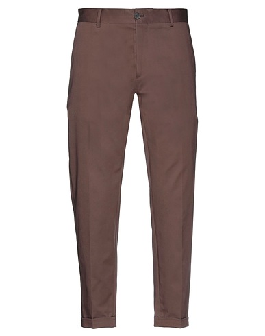 TAKESHY KUROSAWA Casual trouser Chocolate brown 98% Cotton, 2% Elastane