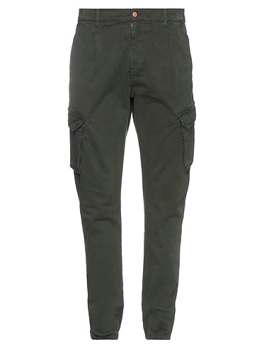 GREY DANIELE ALESSANDRINI Casual pants Dark green 98% Cotton, 2% Elastane