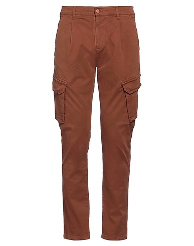 GREY DANIELE ALESSANDRINI Casual trouser Brown 98% Cotton, 2% Elastane