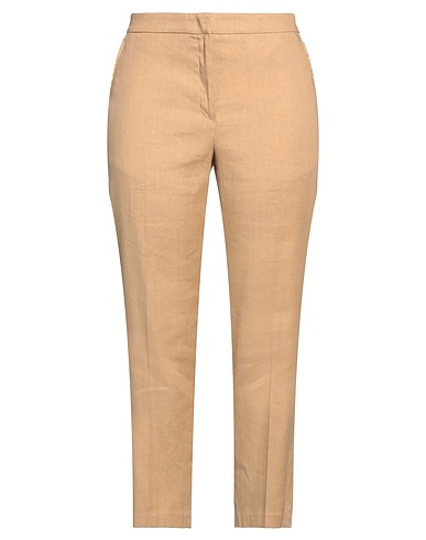 SEVENTY VENEZIA Casual pants Camel 65% Linen, 34% Cotton, 1% Elastane