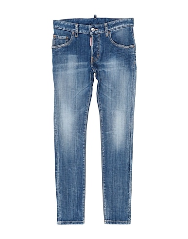 DSQUARED2 Denim trousers Blue 98% Cotton, 2% Elastane, Bovine leather