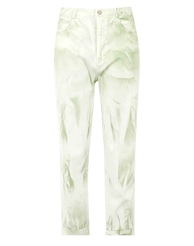 8 by YOOX Casual pants COTTON TIE-DYE SLIM FIT TROUSERS Light green 100% Cotton