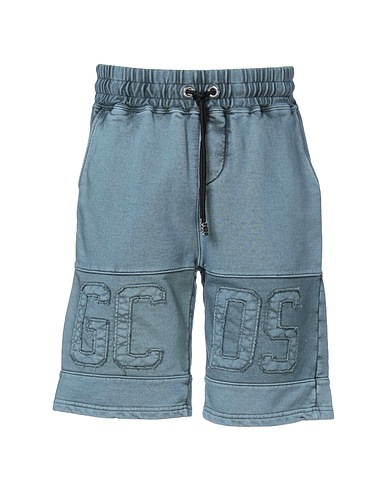 GCDS Shorts & Bermuda OVERDYED BAND LOGO REGULAR SWEATSHORTS Pastel blue 100% Cotton