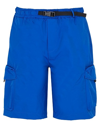 8 by YOOX Shorts & Bermuda NYLON BLEND BUCKLE-WAISTBAND CARGO SHORT Blue 52% Polyamide, 48% Polyester