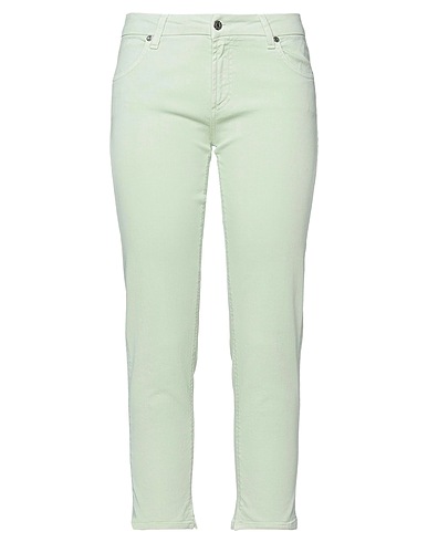 DOUBLE EIGHT Denim pants Light green 98% Cotton, 2% Elastane