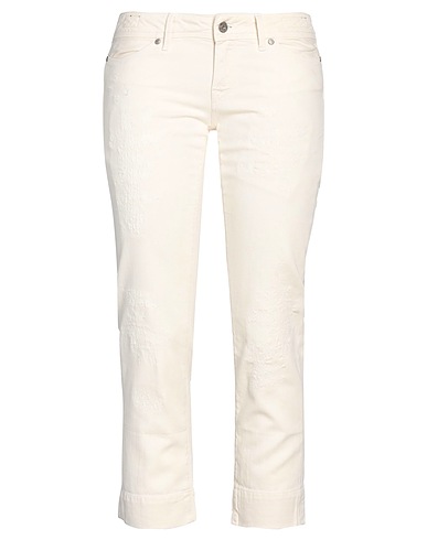 JACOB COHЁN Denim trousers Ivory 100% Cotton