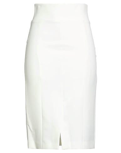 EMMA & GAIA Midi skirt White 90% Polyester, 10% Elastane