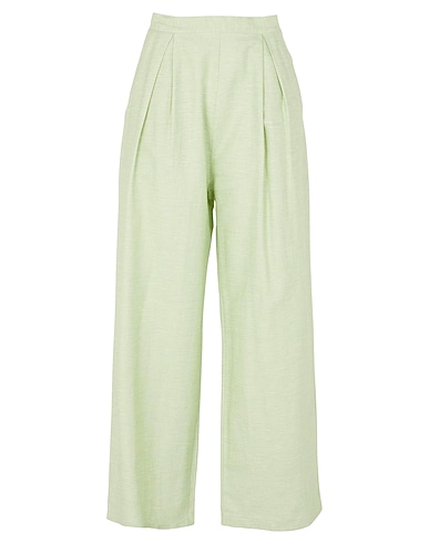 8 by YOOX Casual trouser COTTON-LINEN PLEATED WIDE-LEG PANTS

 Light green 54% Cotton, 30% Linen, 16% Viscose