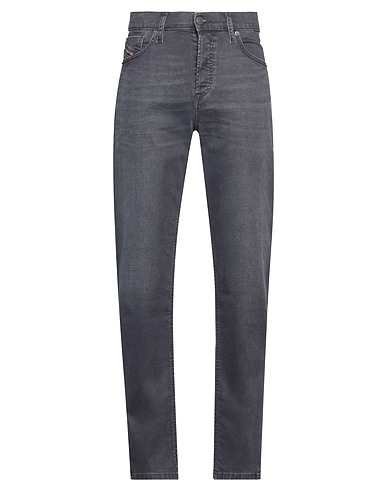 DIESEL Denim trousers Charcoal 97% Cotton, 3% Elastane, Cow leather