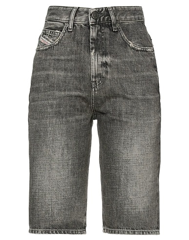 DIESEL Denim shorts Black 100% Cotton, Cow leather