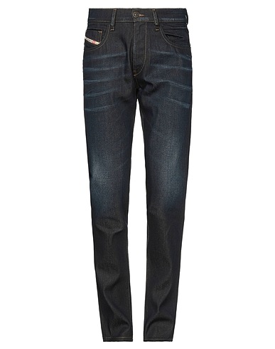 DIESEL Denim trousers Blue 74% Cotton, 24% Lyocell, 2% Elastane, Cow leather