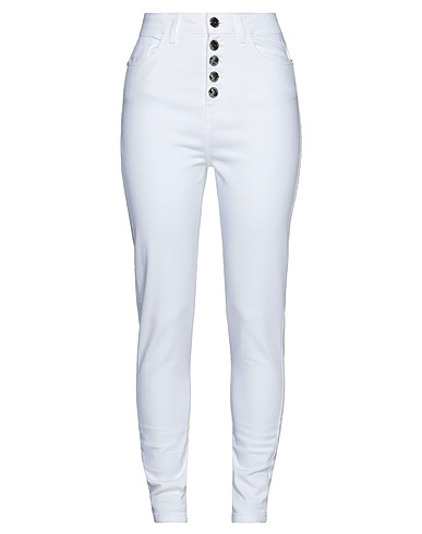 SISTE'S Casual trouser White 98% Cotton, 2% Elastane