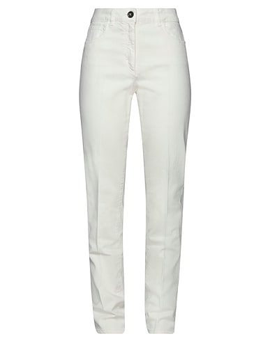 PESERICO Denim trousers White 98% Cotton, 2% Elastane