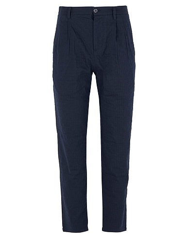 8 by YOOX Casual παντελόνι SEERSUCKER PLEATED TROUSERS
 Σκούρο μπλε της νύχτας 52% Βαμβάκι, 44% Πολυεστέρας, 4% Άλλες ίνες