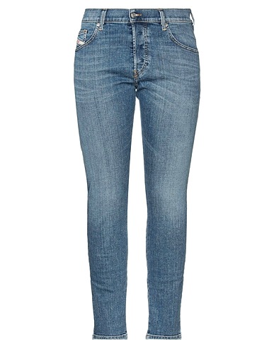 DIESEL Denim pants Blue 99% Cotton, 1% Elastane, Bovine leather