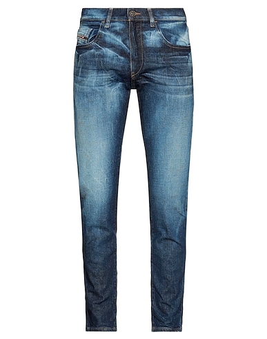 DIESEL Denim trousers Blue 99% Cotton, 1% Elastane, Bovine leather