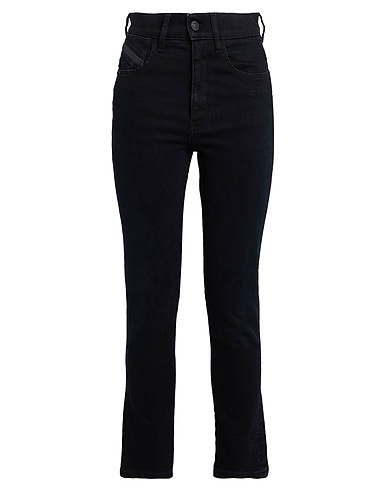 DIESEL Denim pants Black 97% Cotton, 3% Elastane, Bovine leather