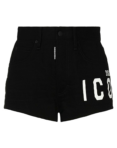 DSQUARED2 Denim shorts Black 98% Cotton, 2% Elastane, Polyurethane, Polyamide