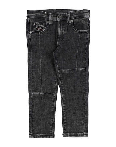 DIESEL Denim trousers Black 99% Cotton, 1% Elastane, Bovine leather