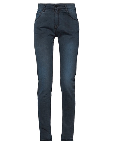 FRANKIE MORELLO Denim pants Slate blue 70% Cotton, 30% Polyester