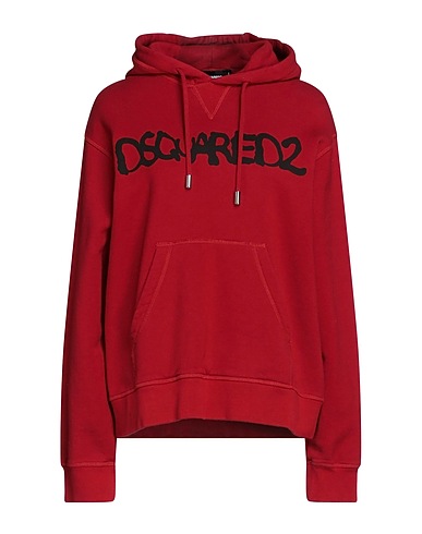 DSQUARED2 Hooded track jacket  Brick red 100% Cotton